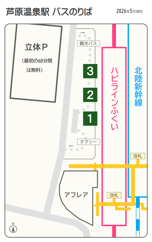 芦原温泉駅バスのりば案内図