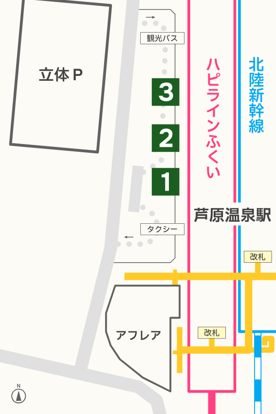 芦原温泉駅バスのりば案内図